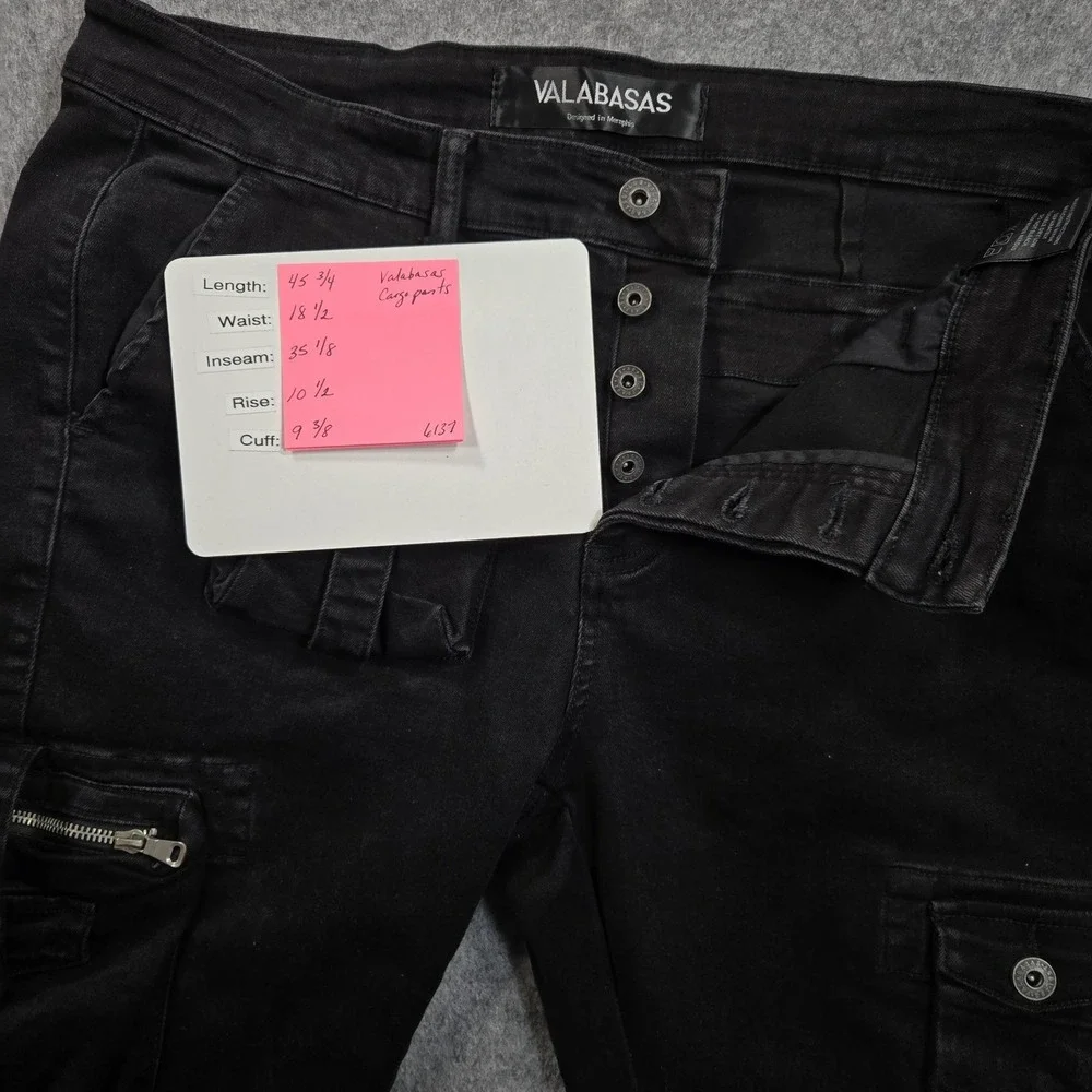 Valabasas Pants Mens 37x35 (36 Tag) Black Cargo Denim Bootcut Streetwear